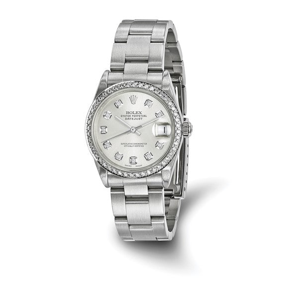 Pre-owned Rolex Steel/18KW Diamond Datejust Watch