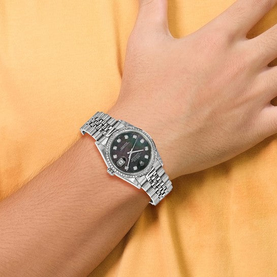 Pre-owned Rolex Steel/18kw Men's Diamond Datejust Watch