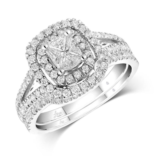 14K White Gold 1 1/4 Ct.Tw.Diamond Bridal Invisible Ring