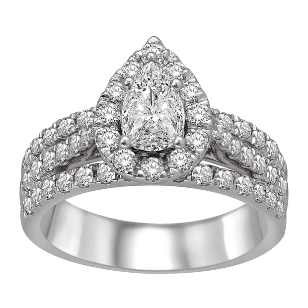 14K White Gold 1 1/2 Ct.Tw.Diamond Engagement Ring