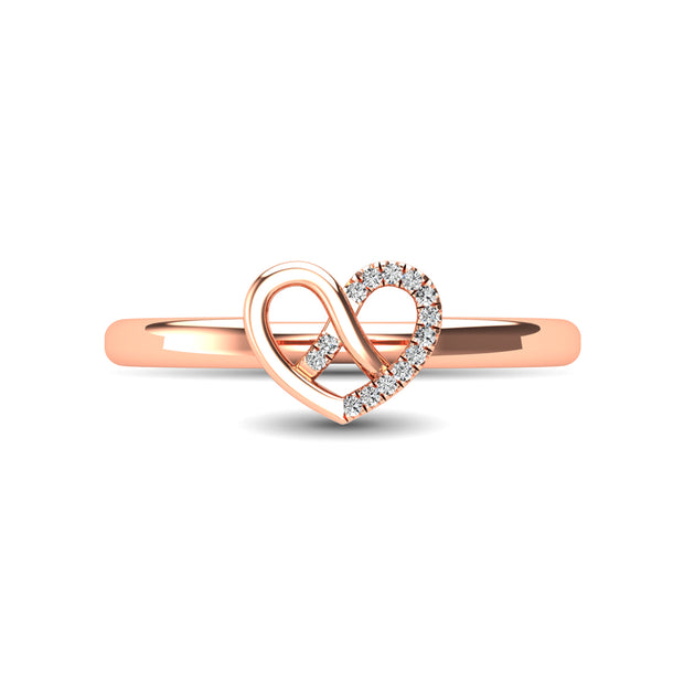 10K Rose Gold Diamond Accent Heart Ring
