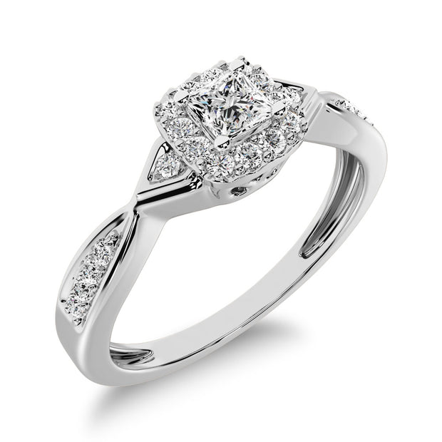10K White Gold Princess Cut Diamond 1/5 Ct.Tw. Engagement Ring