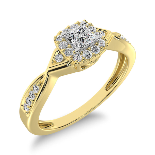 10K Yellow Gold Princess Cut Diamond 1/5 Ct.Tw. Engagement Ring