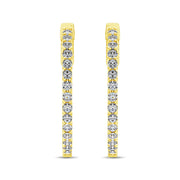 14K Yellow Gold Diamond 3/4 Ct.Tw. In and Out Hoop Earrings