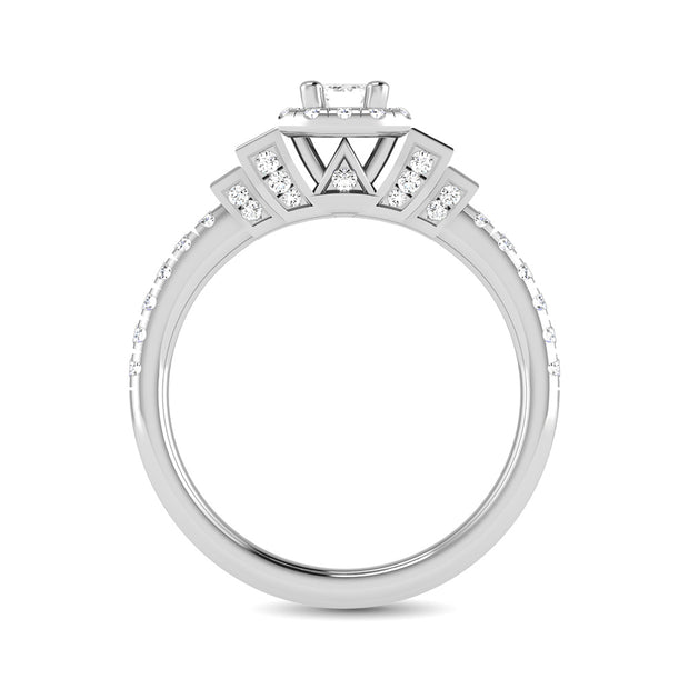 14K White Gold 3/4 Ct.Tw. Emerald Cut Diamond Engagement Rings