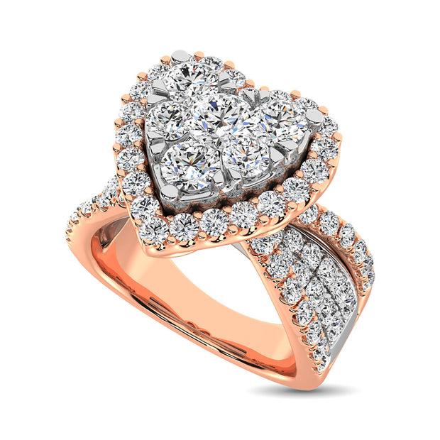 Diamond 2 Ct.Tw. Heart Shape Engagement Ring in 14K Two Tone Gold
