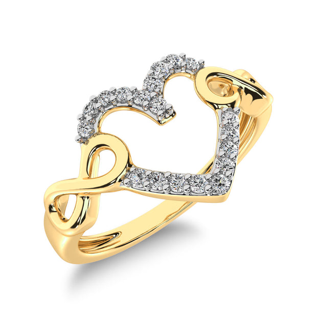 10K Yellow Gold 1/8 Ct.Tw. Diamond Heart Ring