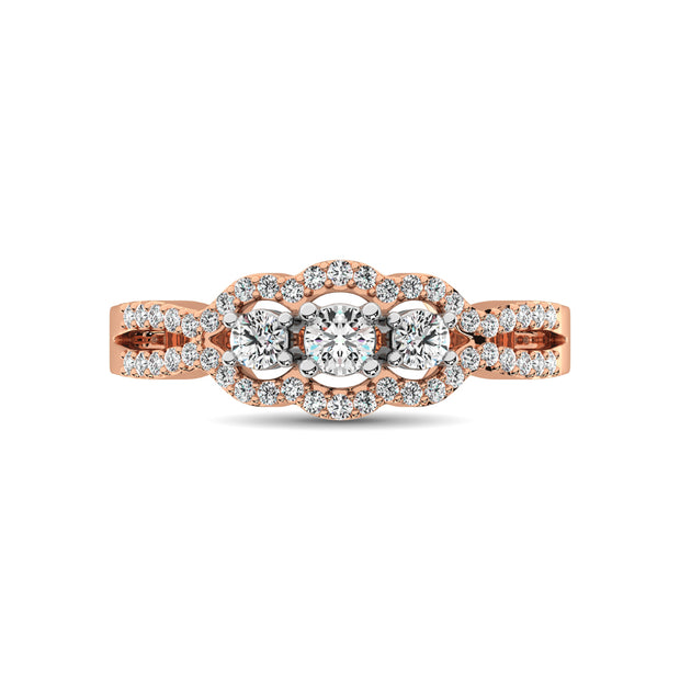 14K Rose Gold 1/2 Ct.Tw. Diamond Engagement Ring