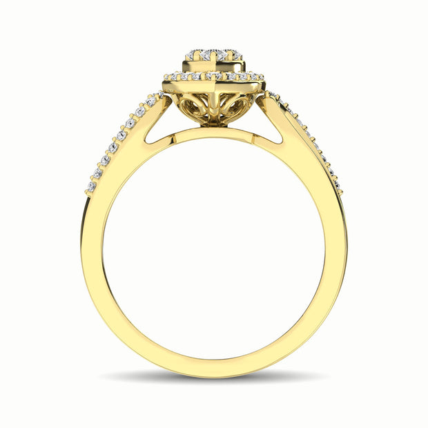 10K Yellow Gold 1/4 Ct.Tw. Diamond Heart Engagement Ring
