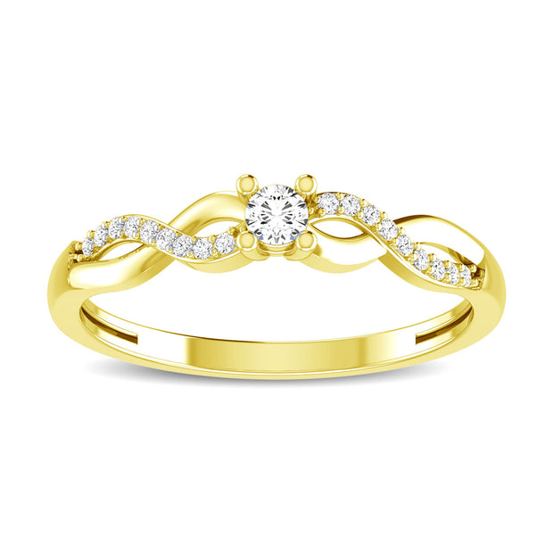 10K Yellow Gold 1/6 Ct.Tw. Diamond Twist Ring