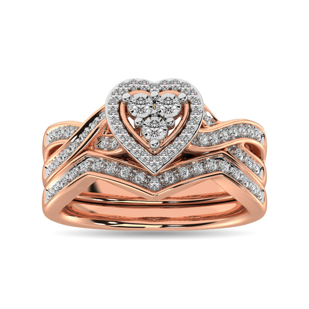 Diamond Bridal Ring 1/5 ct tw in Round-cut 10K in Rose Gold