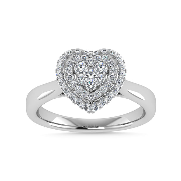 Diamond 1/2 Ct.Tw. Cluster Fashion Ring in 14K White Gold Gold