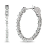 Diamond 1/3 Ct.Tw. Baguette Hoop Earrings in 14K White Gold