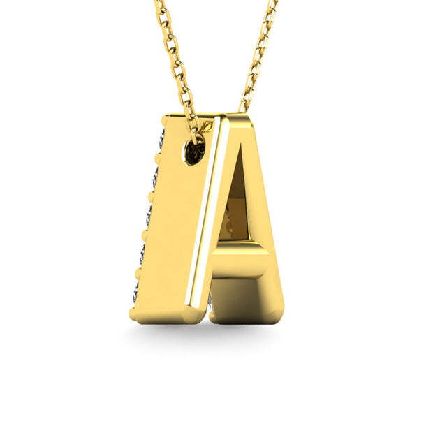 Diamond 1/8 Ct.Tw. Letter A Pendant in 14K Yellow Gold""