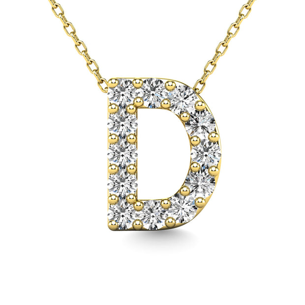 Diamond 1/8 Ct.Tw. Letter D Pendant in 14K Yellow Gold""