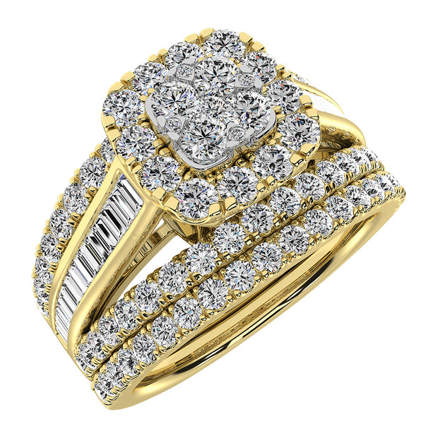 10K Yellow Gold 1 1/2 Ct.Tw. Diamond Round and Baguette Bridal Ring