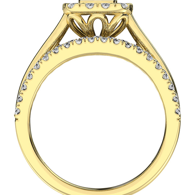 10K Yellow Gold 1 1/2 Ct.Tw. Diamond Round and Baguette Bridal Ring