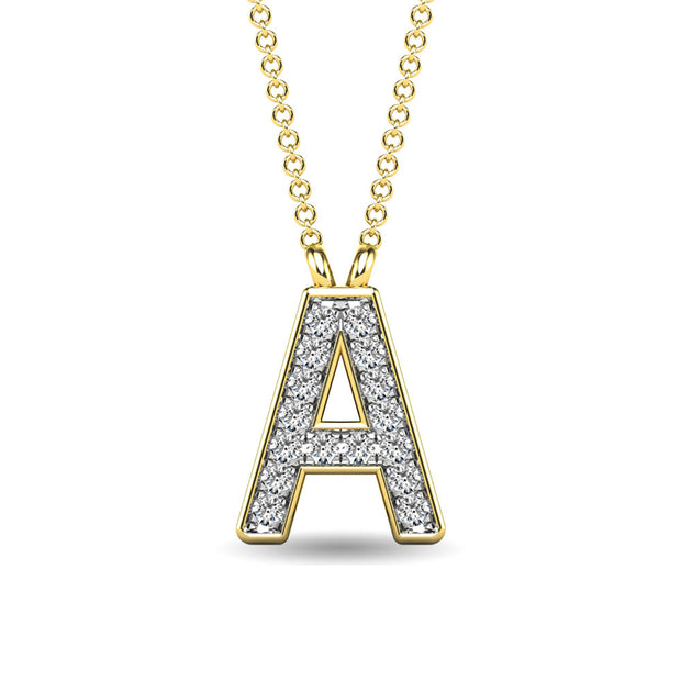 Diamond 1/20 Ct.Tw. Letter A Pendant in 10K Yellow Gold""