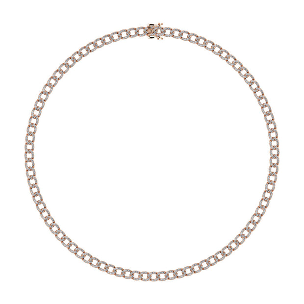 Diamond 7 5/8 Ct.Tw. Cuban Necklace in 14K Rose Gold