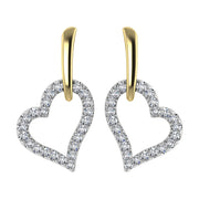 10K Yellow Gold 1/5 Ct.Tw. Diamond Heart Earrings