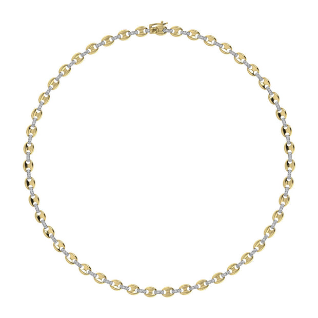 Diamond 1 1/3 Ct.Tw. Puffy Mariner Link Necklace in 14K Yellow Gold