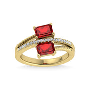 14K Yellow Gold Diamond and Ruby 1 3/8 Ct.Tw. Stackable Band