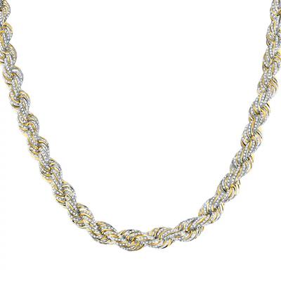 10KT YELLOW GOLD ROUND DIAMOND ROPE CHAIN NECKLACE 19-7/8 CTTW