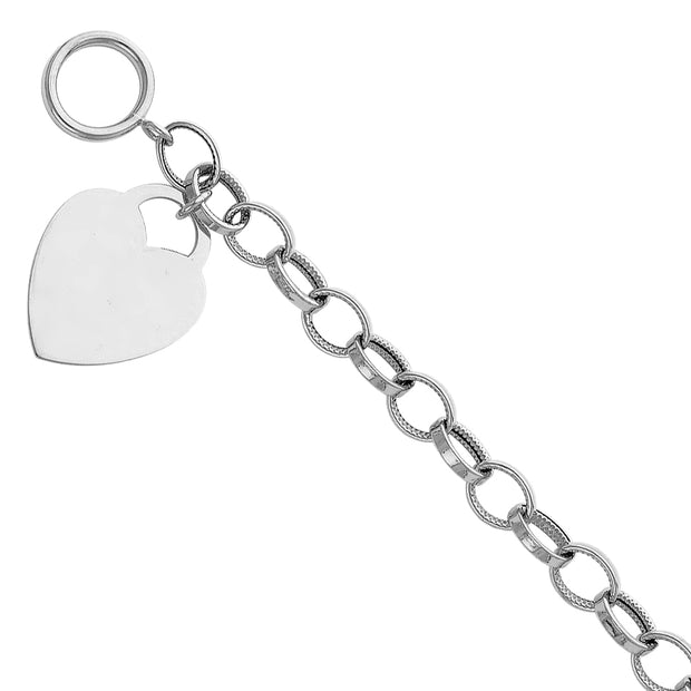 14K Light Hollow Bracelet with Heart Pendant