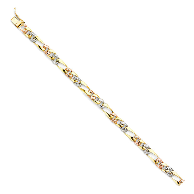 14K Nugget Gold Figaro Link Light Bracelet