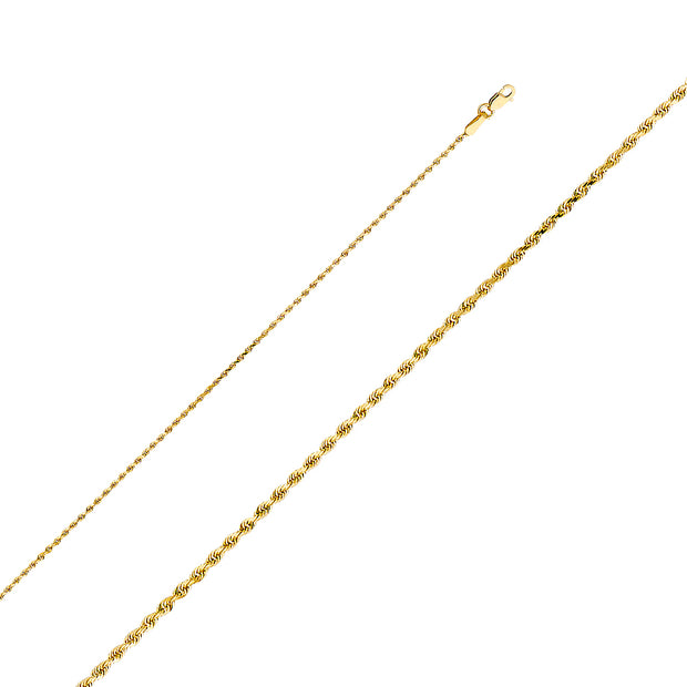 14K Gold 1.2mm Solid  Rope Chain