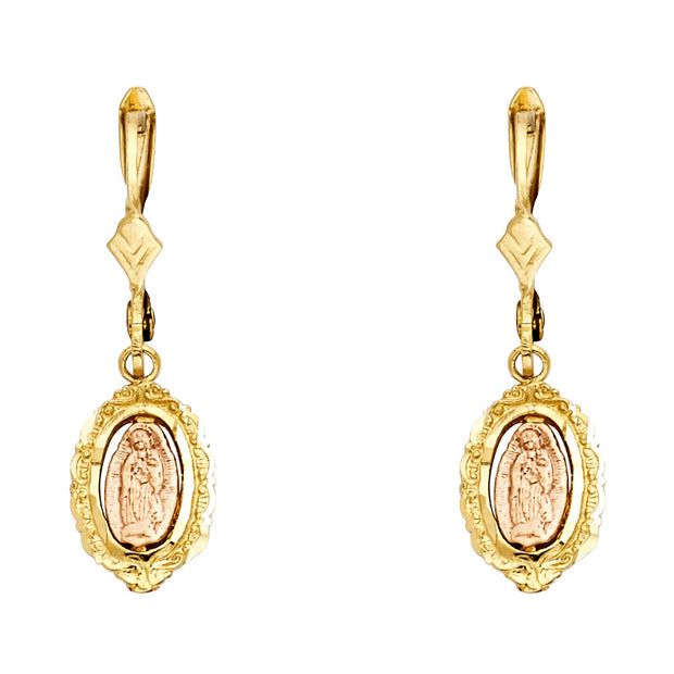 14K Hanging Our Lady of Guadalupe Earrings
