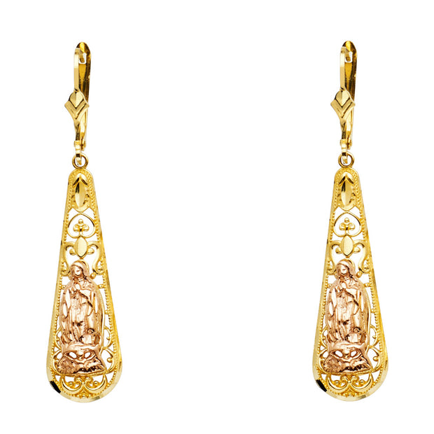 14K Our Lady of Guadalupe hanging Earrings