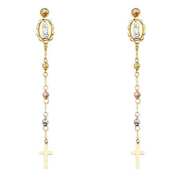 14K Our Lady Of Guadalupe Hanging Earrings