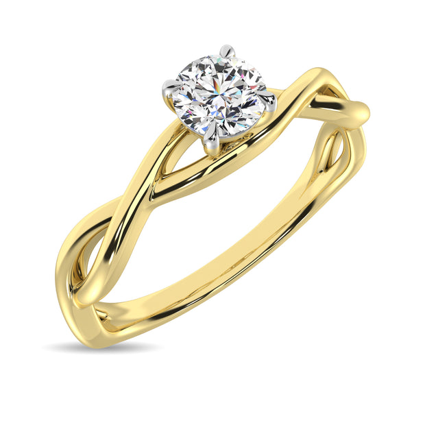 Diamond 1/5 Ct.Tw.Twist Shank Solitaire Engagement Ring in 14K Yellow Gold