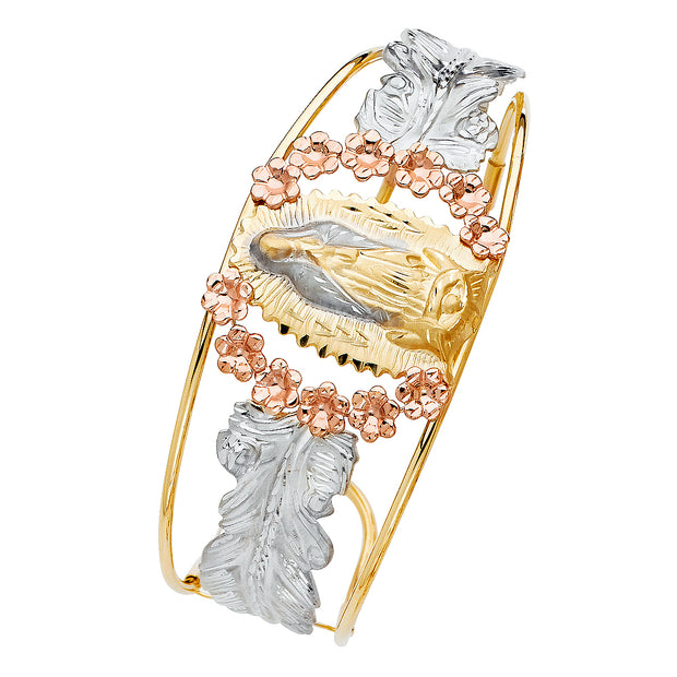 14K Our Lady of Guadalupe Cuff Bangle