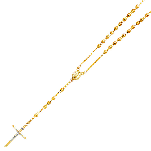 14K GOLD 5MM DISCO BALL ROSARY NECKLACE