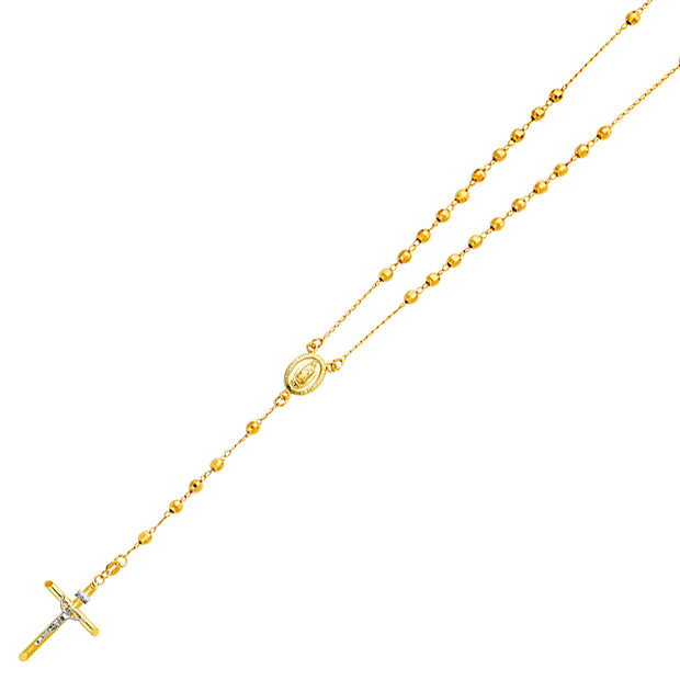 14K GOLD 4MM DISCO BALL ROSARY NECKLACE
