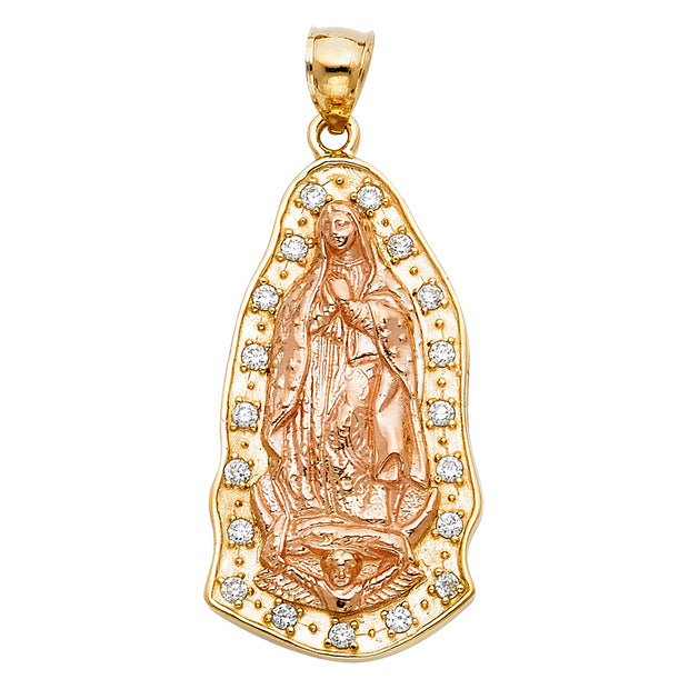 14K  CZ OUR LADY OF GUADALUPE PENDANT
