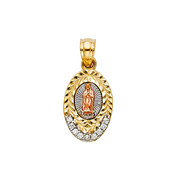 14K CZ OUR LADY OF GUADALUPE PENDANT