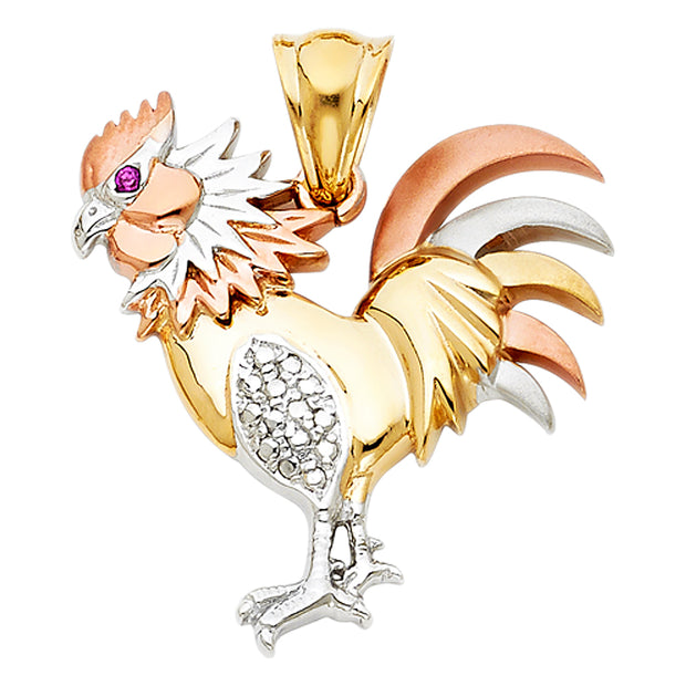 14K CZ ROOSTER PENDANT