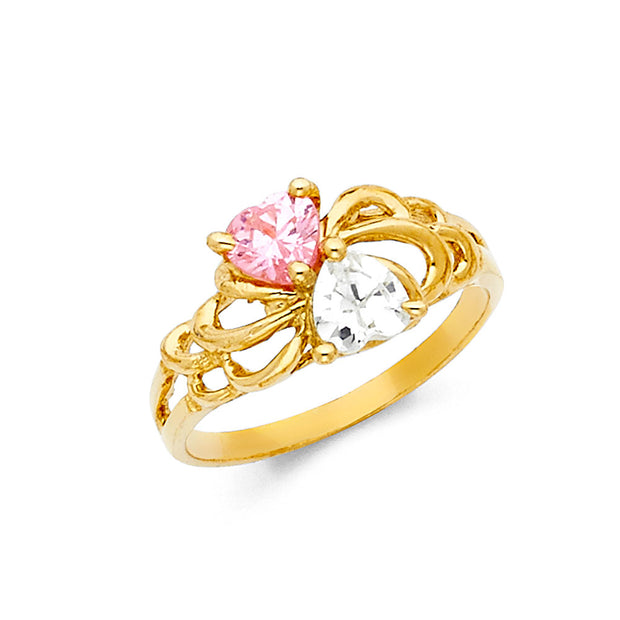 14K TWO STONE MOTHERS RING