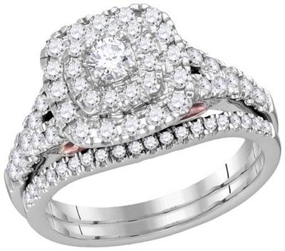 14K DIAMOND BRIDAL WEDDING RING SET 1 CTTW (CERTIFIED)