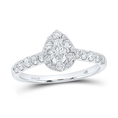 14K PEAR DIAMOND HALO BRIDAL ENGAGEMENT RING 1 CTTW (CERTIFIED)