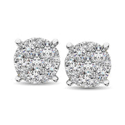 14K White Gold 2/5 Ct.Tw. Diamond Flower Stud Earrings