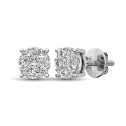 14K White Gold 2/5 Ct.Tw. Diamond Flower Stud Earrings