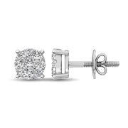 14K White Gold 2/5 Ct.Tw. Diamond Flower Stud Earrings