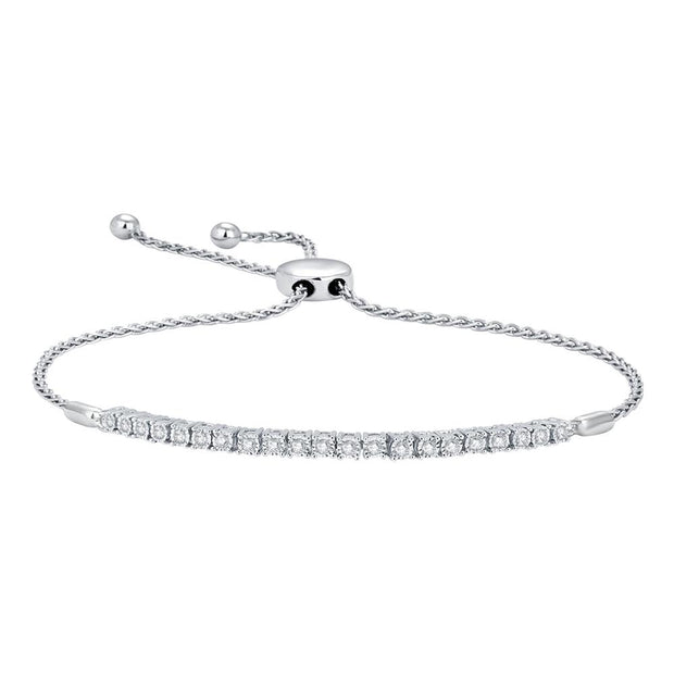 10K White Gold 1/4 Ct.tw Diamond Bolo Bracelet