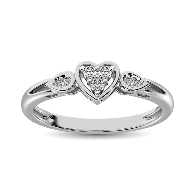 10K White Gold 1/10 Ct.Tw. Diamond Heart Ring