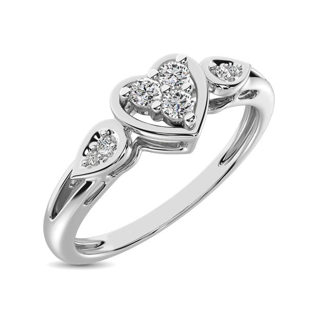 10K White Gold 1/10 Ct.Tw. Diamond Heart Ring