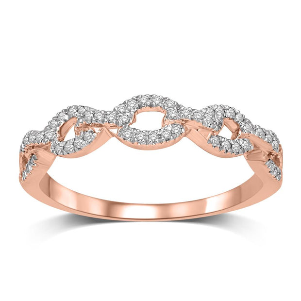14K Rose Gold 1/6 Ct.Tw. Diamond Stackable Band
